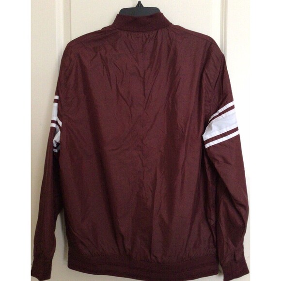 Men's Large Burgundy Across the Pond Zip Up Windbreaker Jacket Zip Front Pockets - Picture 2 of 2